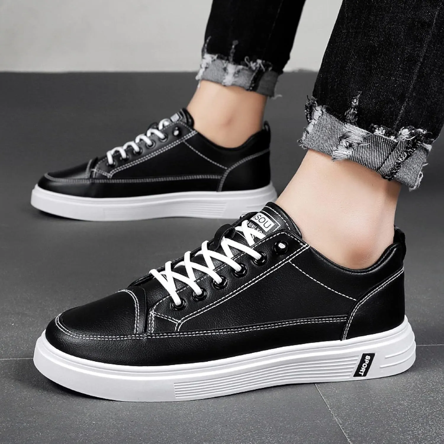 Men All Breathable Leather Casual Sneaker Mens Shoes