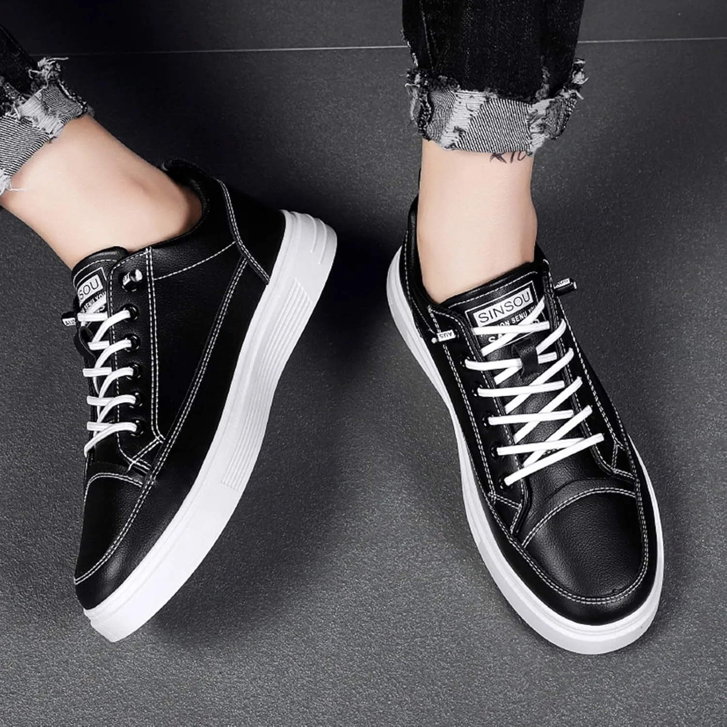Men All Breathable Leather Casual Sneaker Mens Shoes