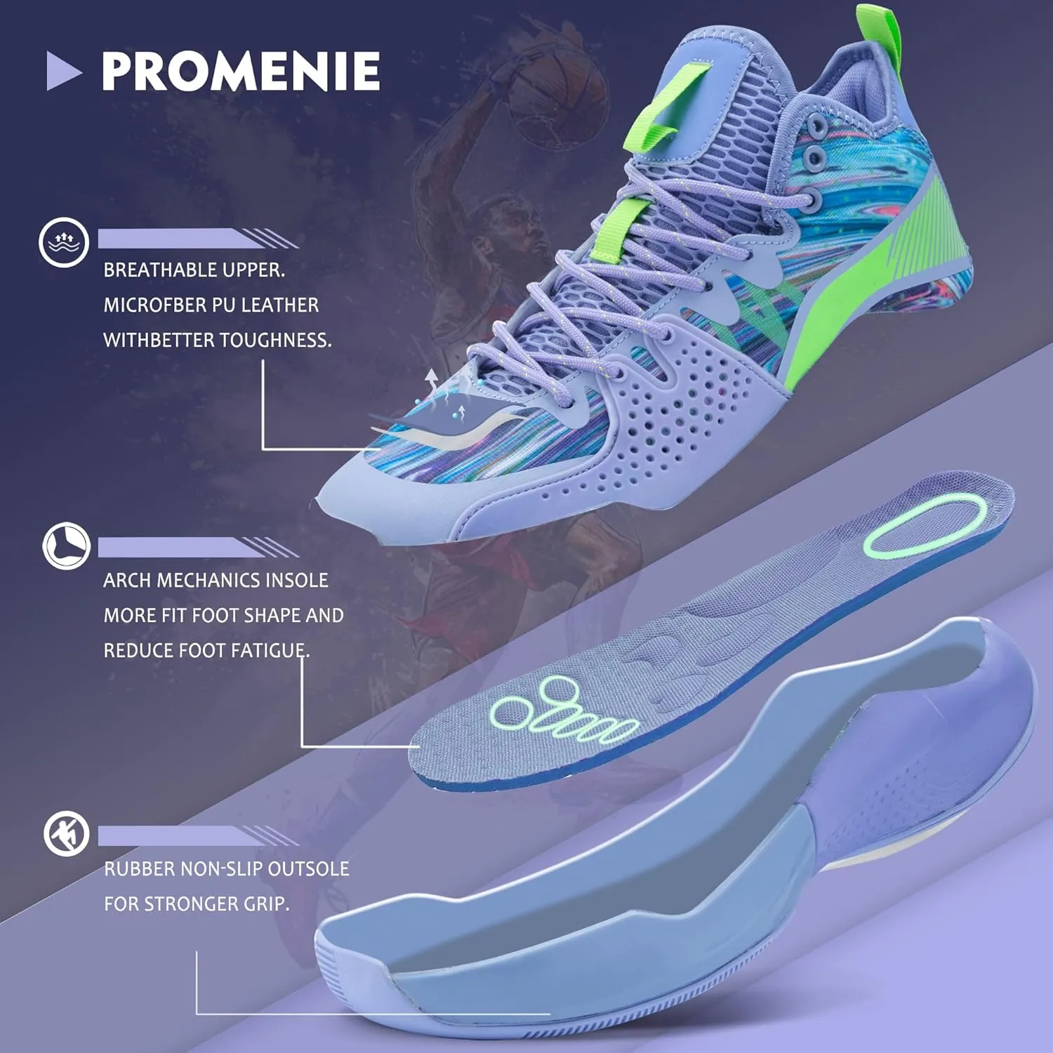 Men Graffiti Basketball Shoes High-Top Sports Shoes Anti-Slip Rubber Soles Indoor Outdoor Sports Running Training Streetwear
