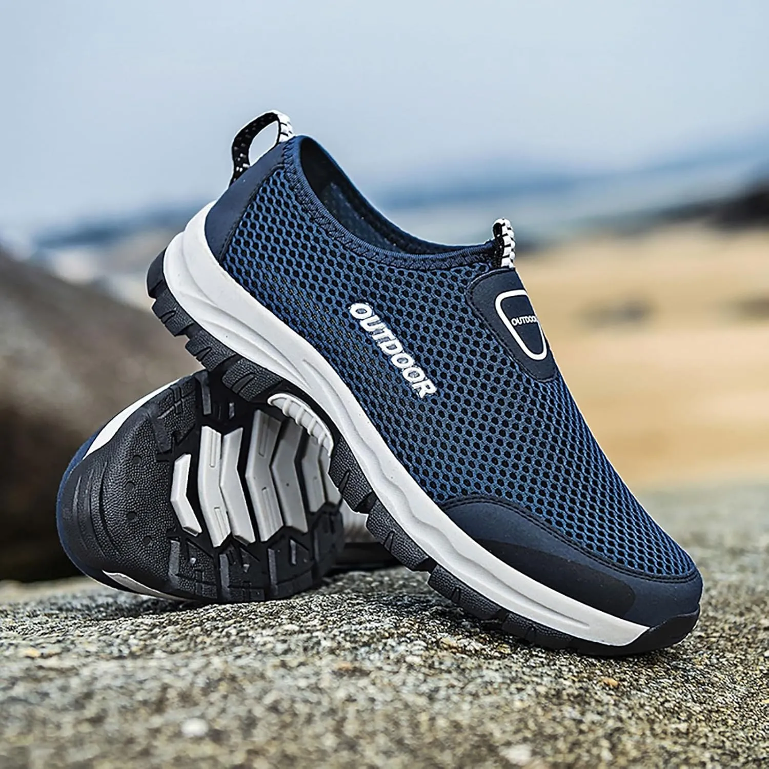 Men Shoes Comfortable Soft Sole Breathable Casual Shoes Summer Mesh Hollow Breathable Mens Casual Sneaker