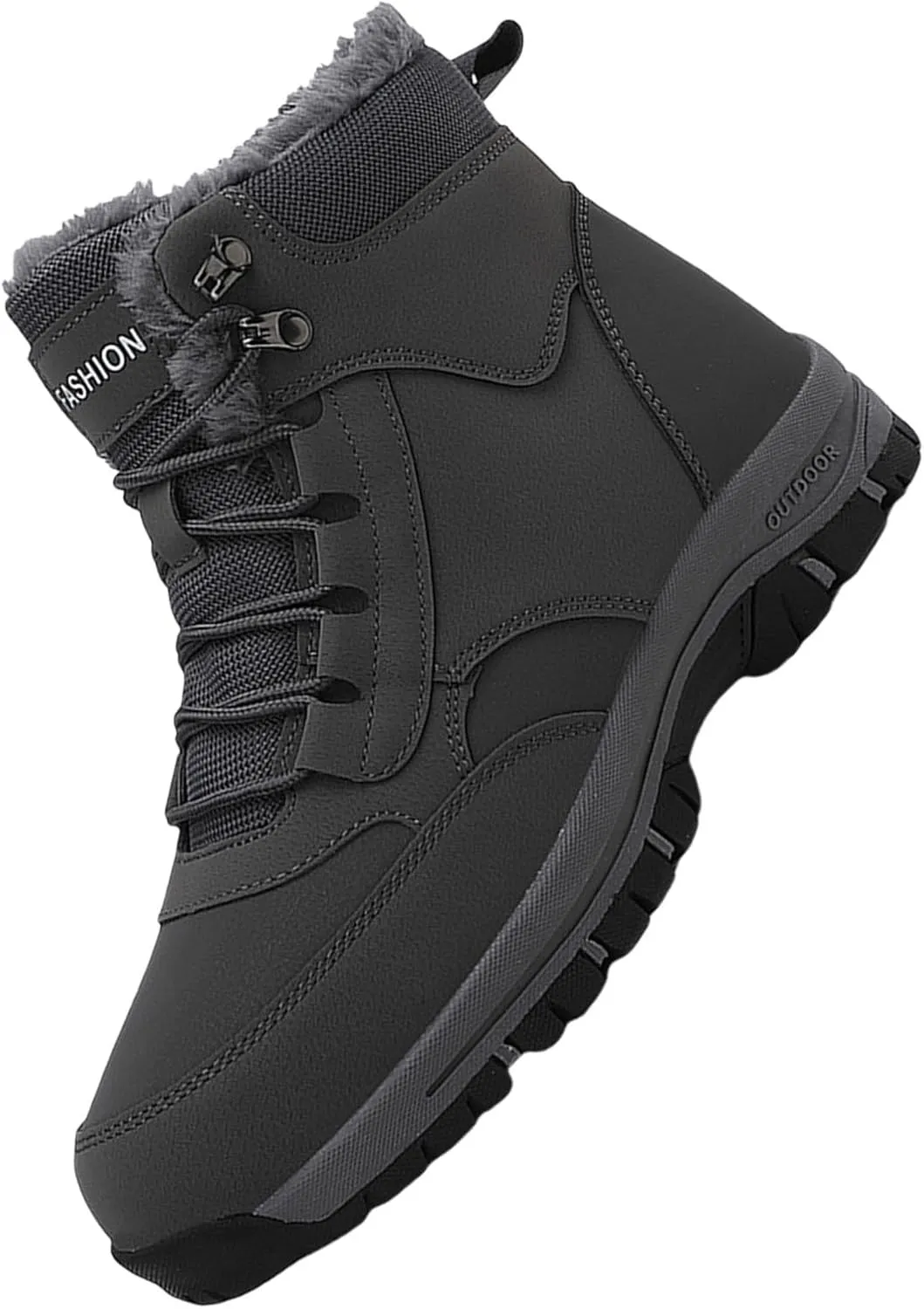 Men Work Boots Steel Toe Hiking Sneakers Shoes Warm Fur Lined Women Safety Toe Shoes with Zipper Waterproof Platform Shoes Work Hike Grounded Footwear