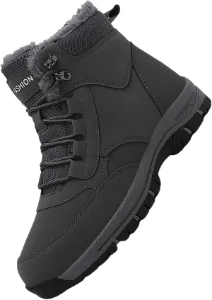 Men Work Boots Steel Toe Hiking Sneakers Shoes Warm Fur Lined Women Safety Toe Shoes with Zipper Waterproof Platform Shoes Work Hike Grounded Footwear