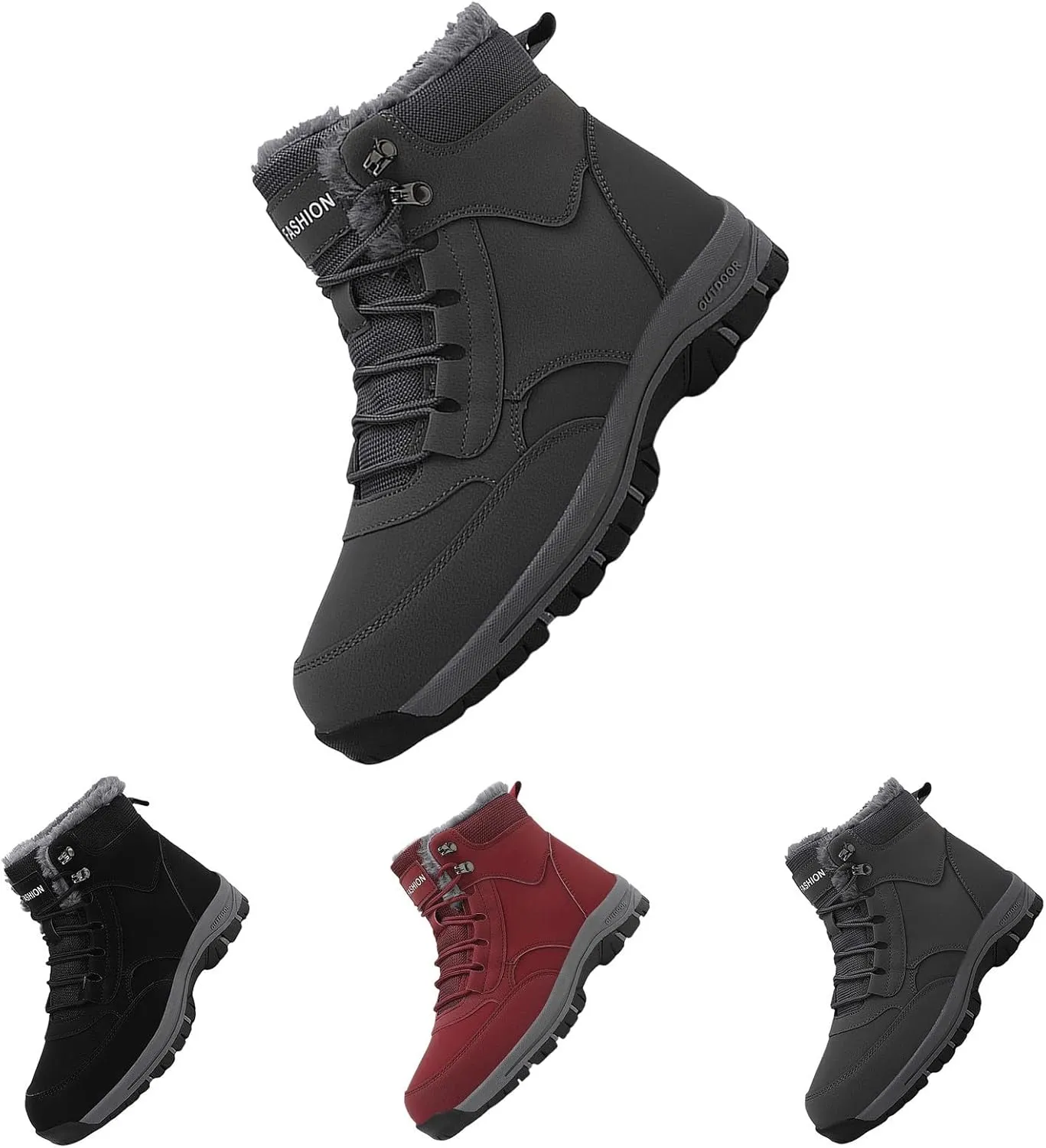 Men Work Boots Steel Toe Hiking Sneakers Shoes Warm Fur Lined Women Safety Toe Shoes with Zipper Waterproof Platform Shoes Work Hike Grounded Footwear