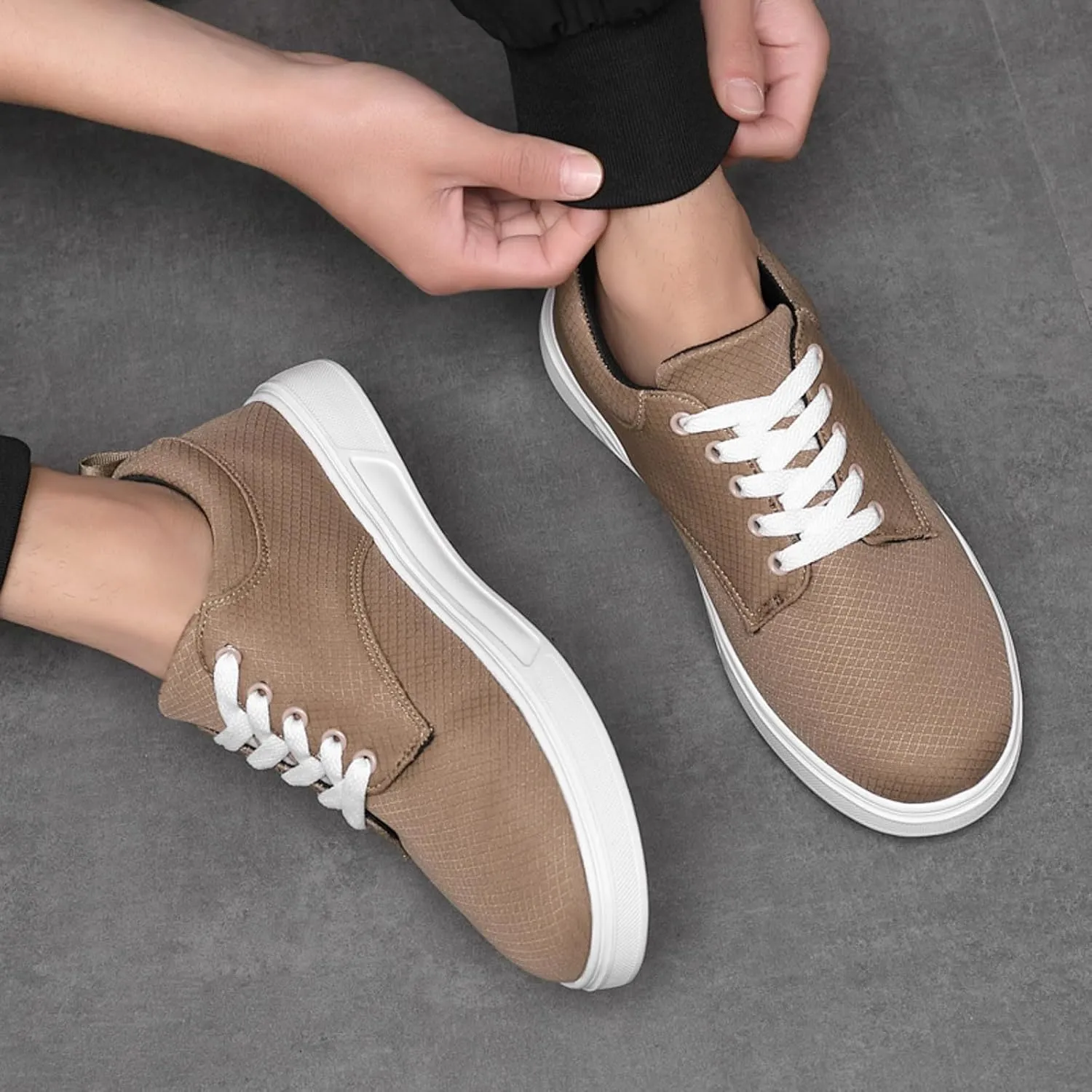 Men's Arch Support Insole Shoes Breathable Casual Comfortable Walking Sneaker Hook and Loop Orthopedic Sneakers