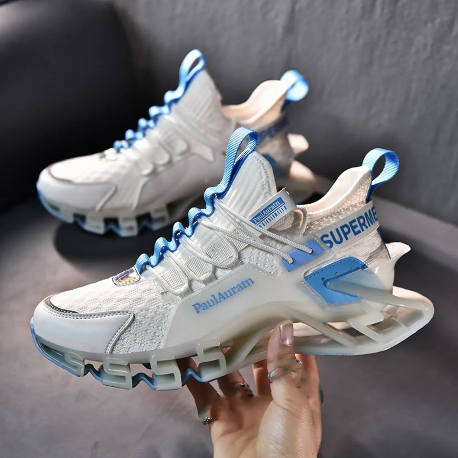 Men's Big - Size Blade - Style Running Shoes. Mesh Upper for Breathability, Shock - Absorbing Design, Lightweight and Trendy, Ideal for Spring and Summer Sports.