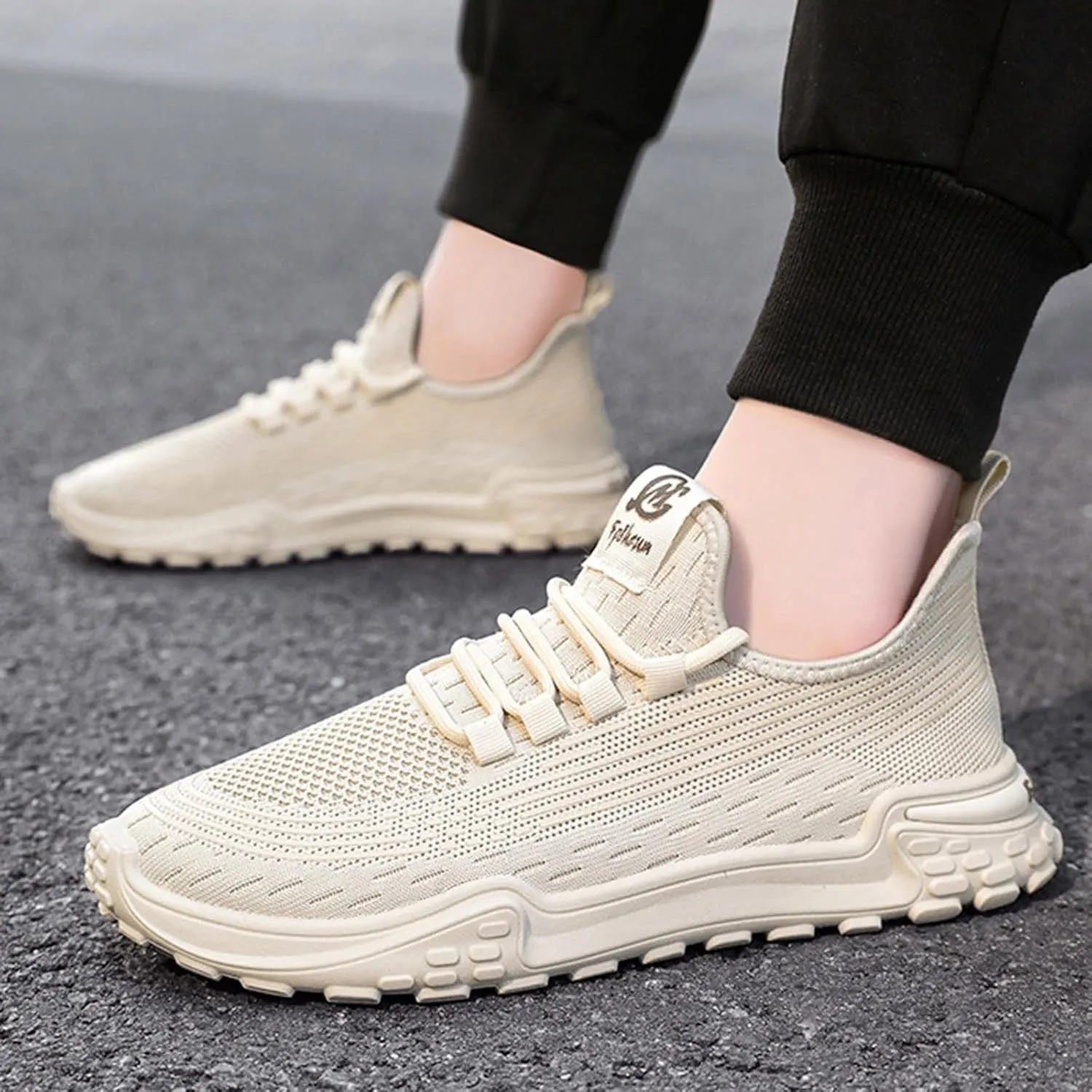 Mens Breathable Lace Up Running Shoes Comfortable Breathable Lace Up Sneaker Arch Support Sports Shoes for Men
