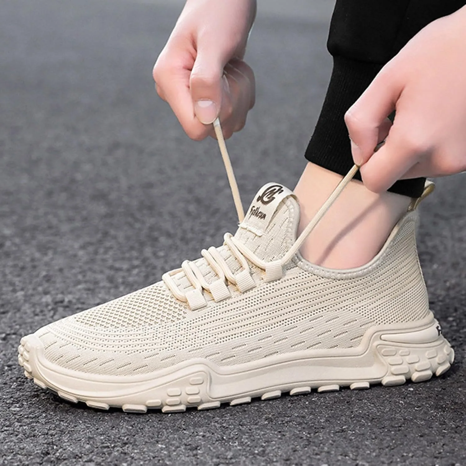 Mens Breathable Lace Up Running Shoes Comfortable Breathable Lace Up Sneaker Arch Support Sports Shoes for Men