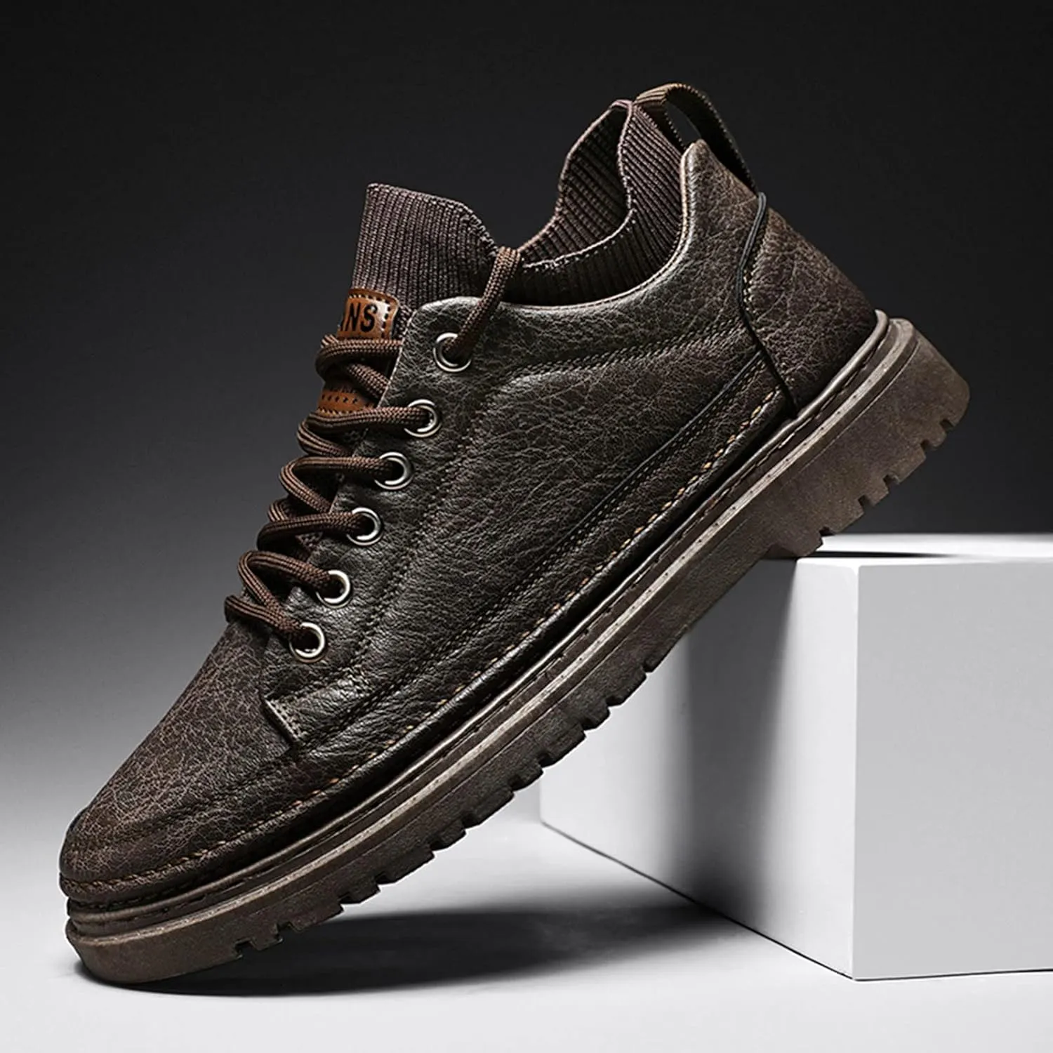 Mens Breathable Lace Up Running Shoes Comfortable Breathable Lace Up Sneaker Arch Support Walking Shoes for Men