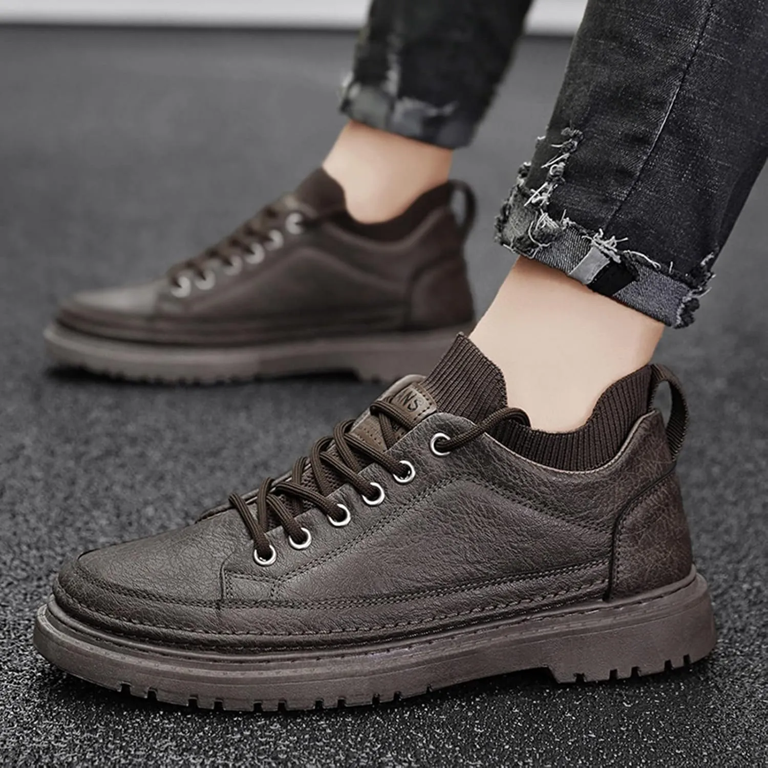 Mens Breathable Lace Up Running Shoes Comfortable Breathable Lace Up Sneaker Arch Support Walking Shoes for Men