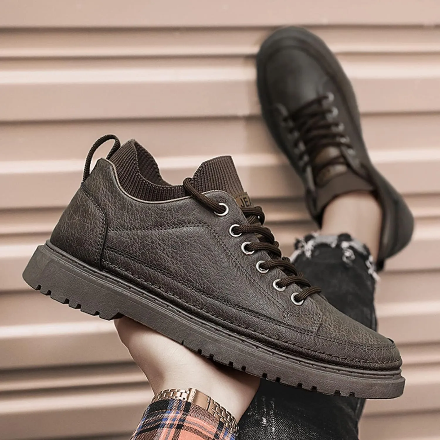 Mens Breathable Lace Up Running Shoes Comfortable Breathable Lace Up Sneaker Arch Support Walking Shoes for Men
