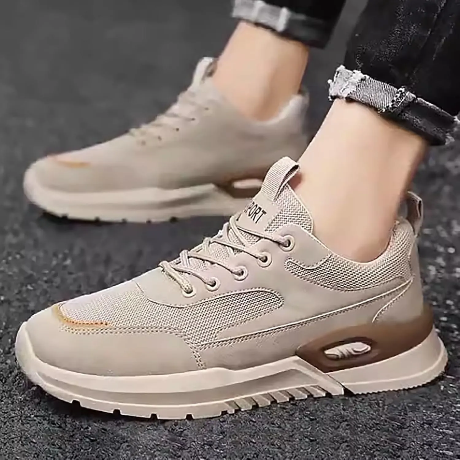 Mens Breathable Lace Up Running Shoes Comfortable Breathable Lace Up Sneaker Non Slip Work Sport Shoes for Men