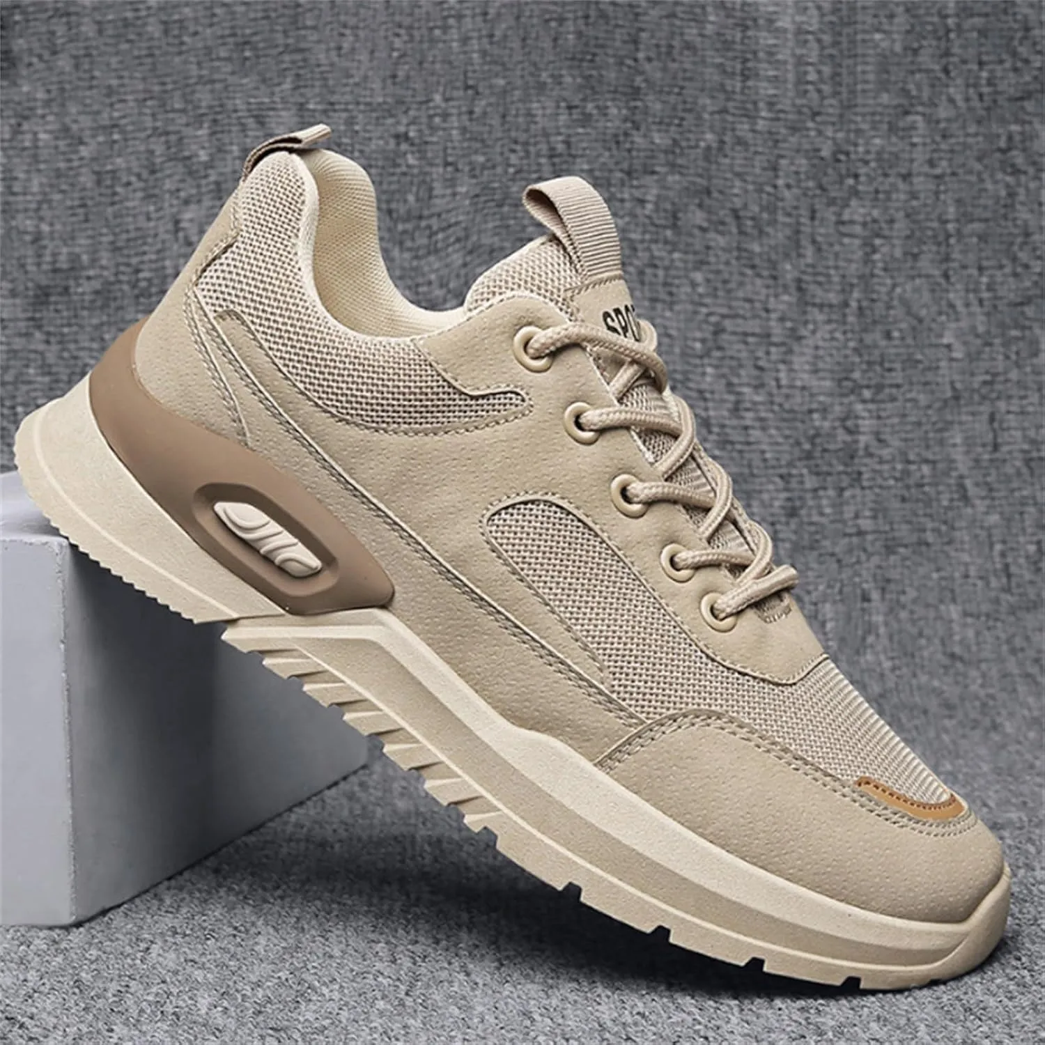 Mens Breathable Lace Up Running Shoes Comfortable Breathable Lace Up Sneaker Non Slip Work Sport Shoes for Men