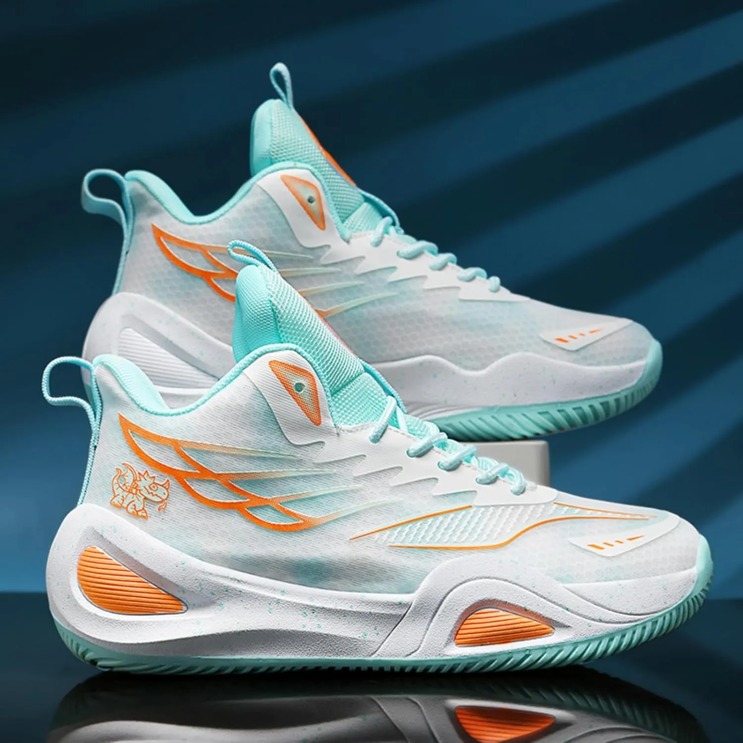 Mens Breathable Mesh High-Top Lace Up Basketball Shoes Fashion Non-Slip Cushioning Sneakers for Tennis Jogging Running Walking