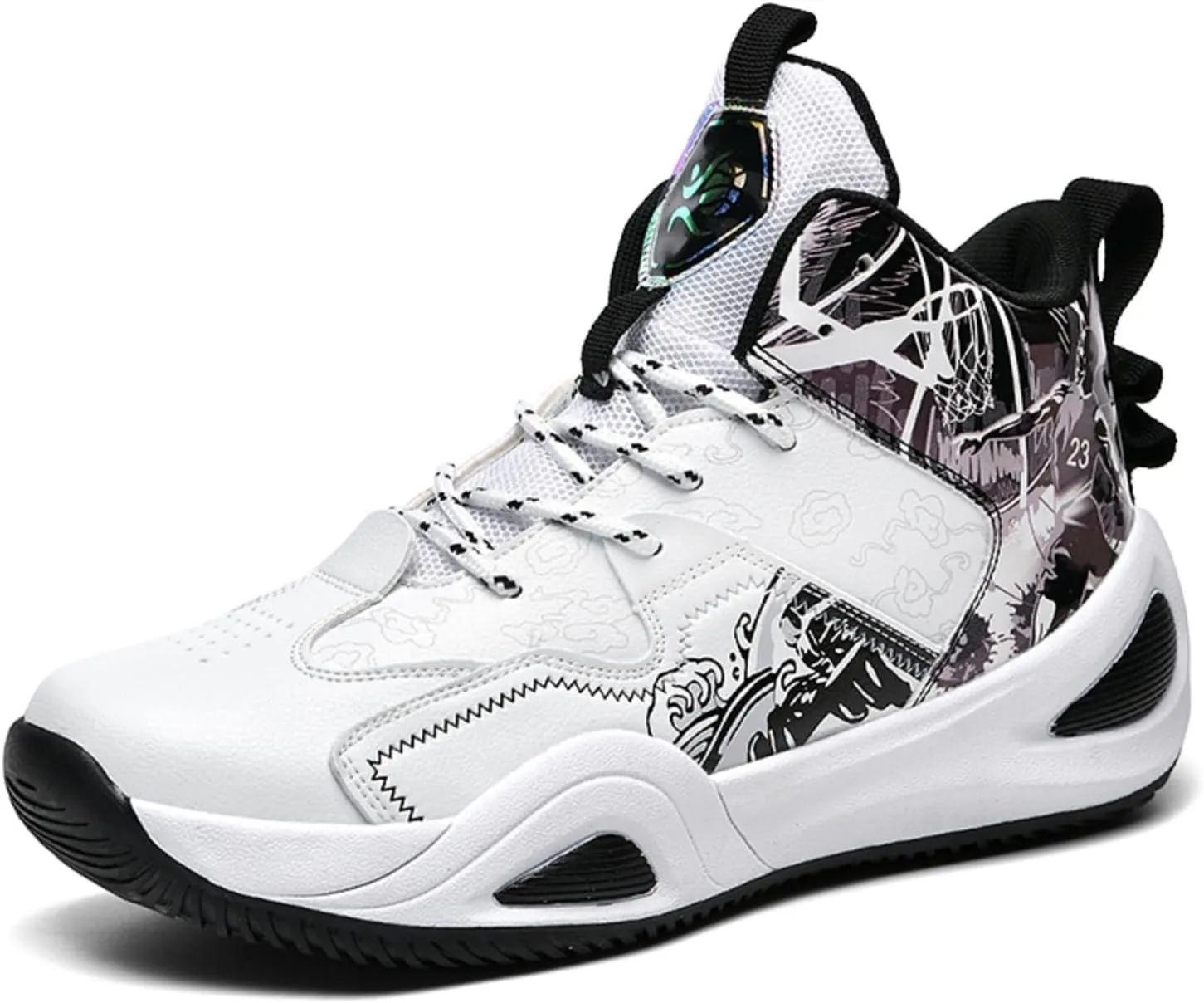 Men's Breathable Mesh Lace Up Basketball Shoes Fashion Non-Slip High-Top Sneakers Casual Gym Sports Tennis Jogging Running Walking Shoes