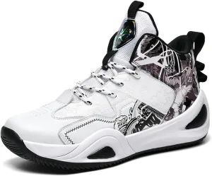 Men's Breathable Mesh Lace Up Basketball Shoes Fashion Non-Slip High-Top Sneakers Casual Gym Sports Tennis Jogging Running Walking Shoes