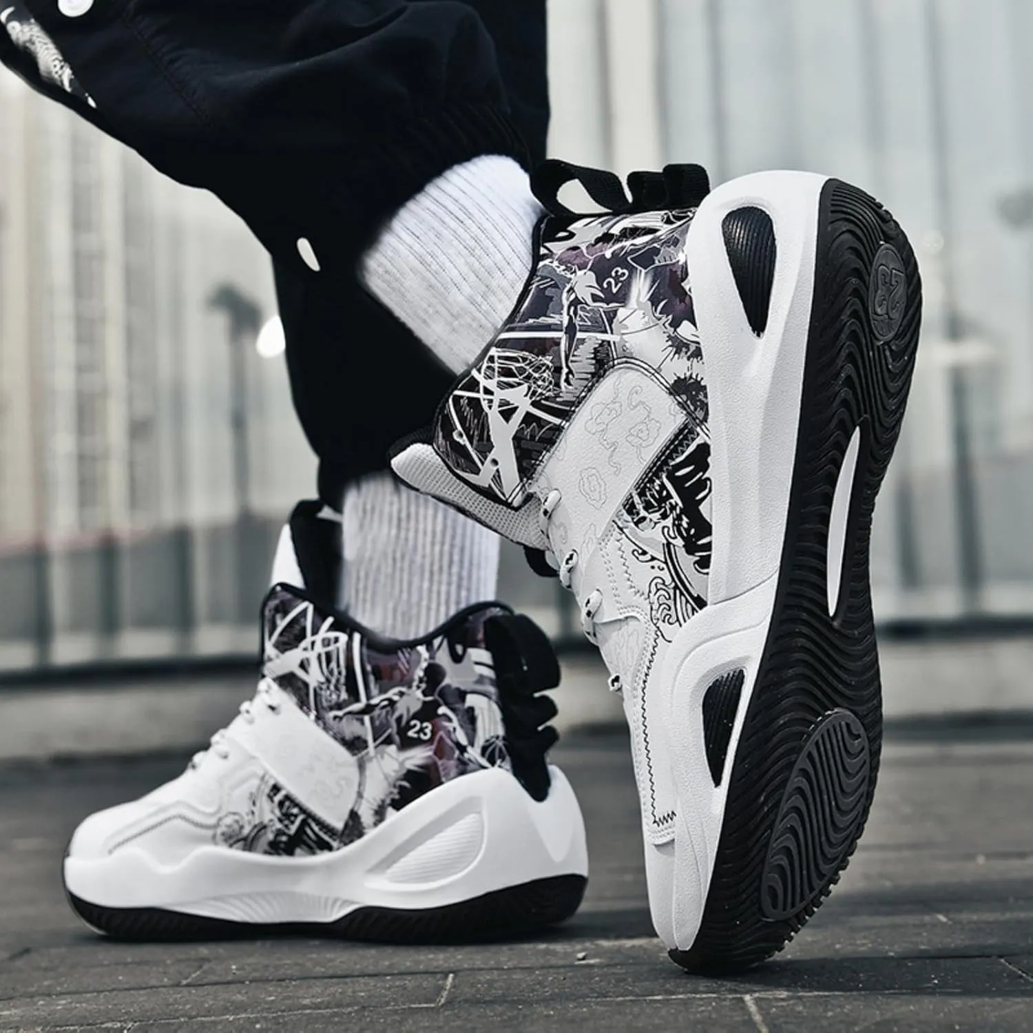 Men's Breathable Mesh Lace Up Basketball Shoes Fashion Non-Slip High-Top Sneakers Casual Gym Sports Tennis Jogging Running Walking Shoes