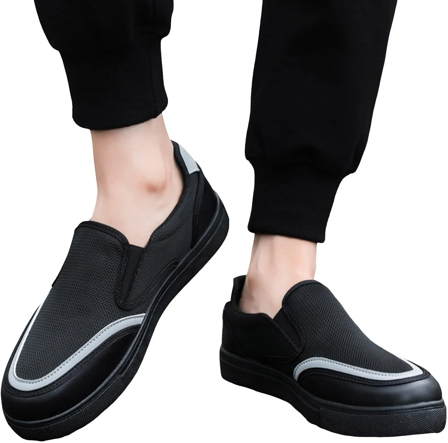 Mens Breathable Slip on Dress Shoes Breathable Casual Comfortable Walking Sneaker Soft Flat Soled Elderly Shoes