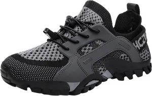 Men's Breathable Stretch Workout Shoes Lace Up Comfortable Light-Weight Shoe Breathable Diabetic Shoes for Men