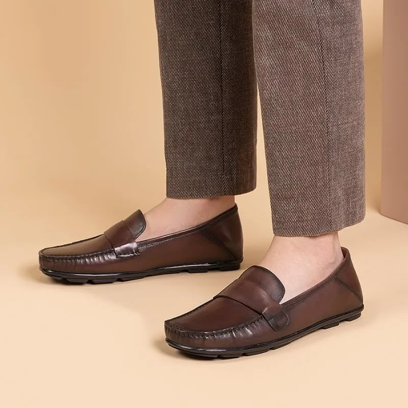 Men's Casual Loafers Slip On Leather Shoes Lightweight Driving Shoes Moccasins Classic Loafer Flats Boat Shoes Big Size