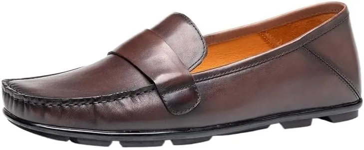 Men's Casual Loafers Slip On Leather Shoes Lightweight Driving Shoes Moccasins Classic Loafer Flats Boat Shoes Big Size