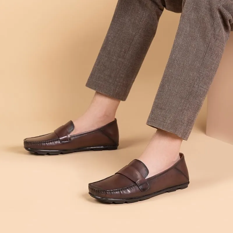 Men's Casual Loafers Slip On Leather Shoes Lightweight Driving Shoes Moccasins Classic Loafer Flats Boat Shoes Big Size