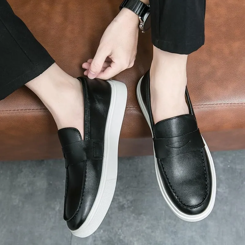 Men's Casual Loafers Slip On Leather Shoes Lightweight Driving Shoes Moccasins Classic New Loafer Flats Boat Shoes