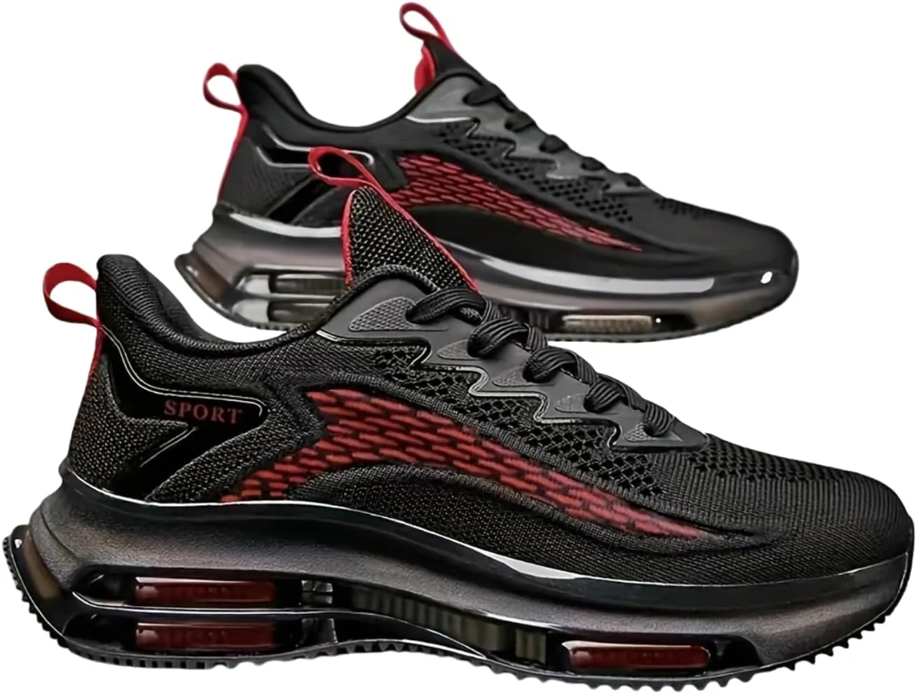 Men's Casual Sport Shoes Comfortable Woven Shoes with Air Cushion Sole, Breathable Shock-Absorbing Sneakers for Running Training