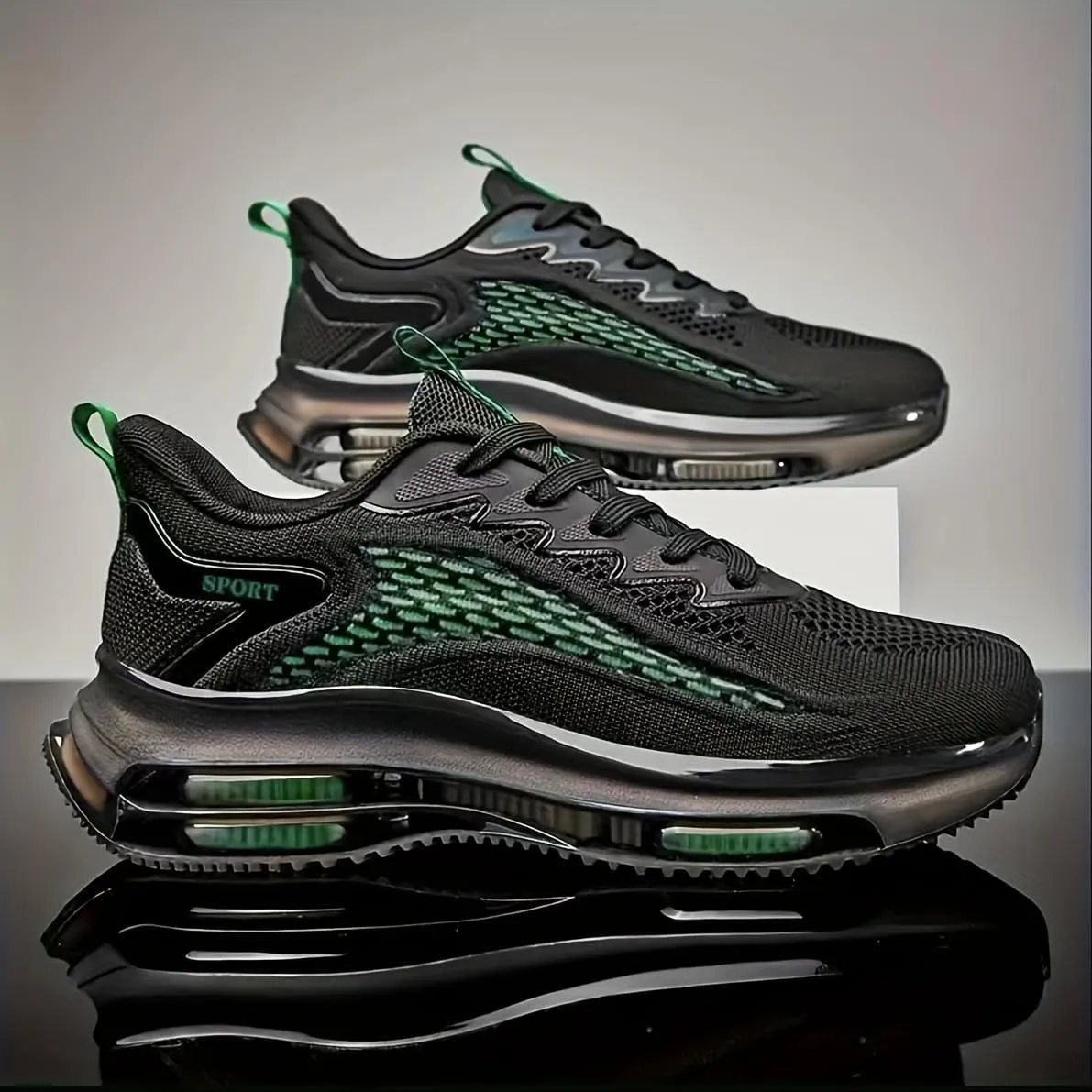 Men's Casual Sport Shoes Comfortable Woven Shoes with Air Cushion Sole, Breathable Shock-Absorbing Sneakers for Running Training