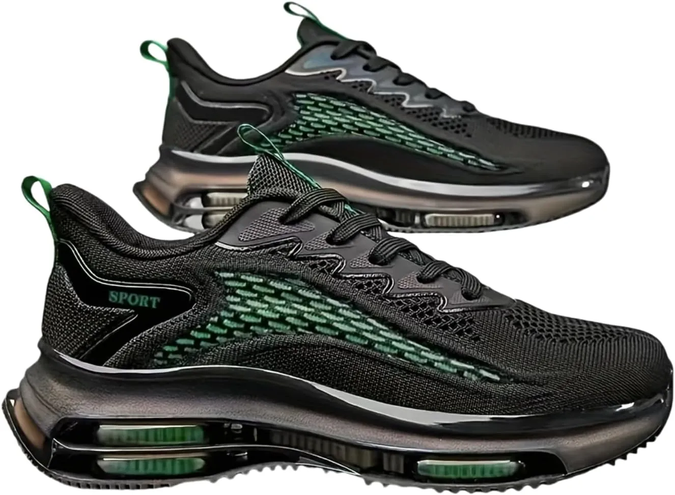 Men's Casual Sport Shoes Comfortable Woven Shoes with Air Cushion Sole, Breathable Shock-Absorbing Sneakers for Running Training