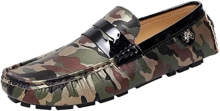 Men's Colorful Vegan Leather Loafers - Comfortable Driving Shoes, Lightweight Slip-On with Flat Heel for Outdoor & Wedding Wear