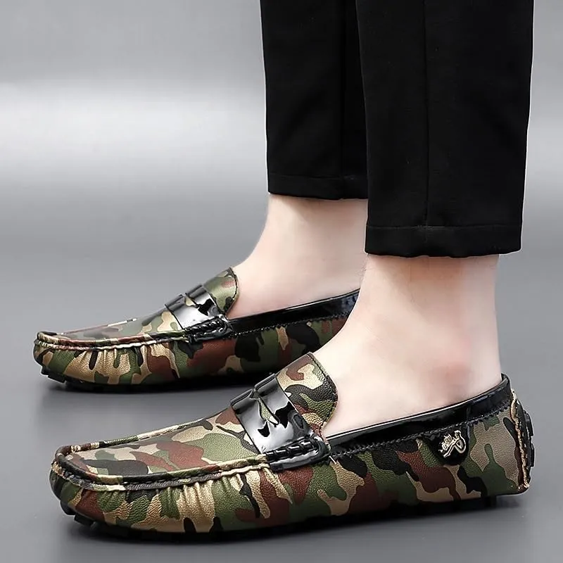 Men's Colorful Vegan Leather Loafers - Comfortable Driving Shoes, Lightweight Slip-On with Flat Heel for Outdoor & Wedding Wear