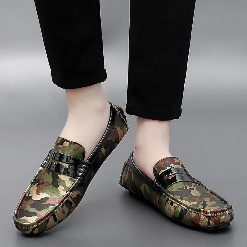 Men's Colorful Vegan Leather Loafers - Comfortable Driving Shoes, Lightweight Slip-On with Flat Heel for Outdoor & Wedding Wear