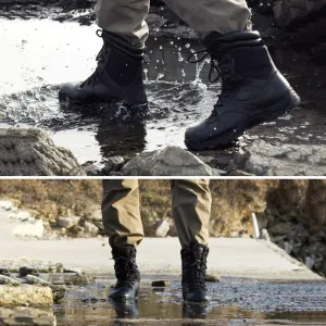 Men's Combat Boots, Outdoor Jungle Desert Tactical Boot High-Tops Waterproof Off-Road Hiking Military Shoes,Black-39/UK 6.5/US 7