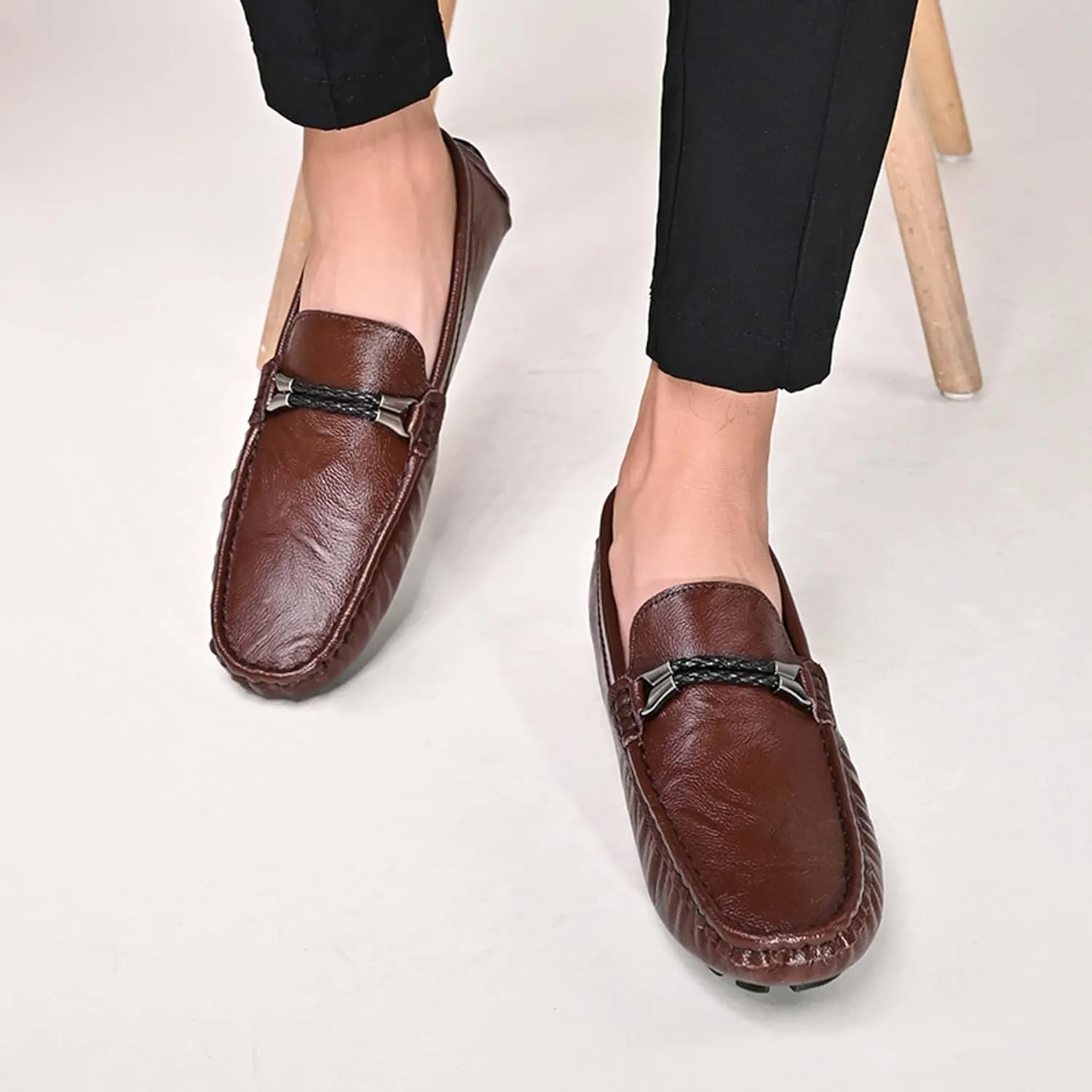 Men's Fashion Classic Lightweight Casual Shoes Hand Sewn Anti Slip Wear-Resistant Oxford Shoes Lightweight Soft Casual Cowhide Shoes Black