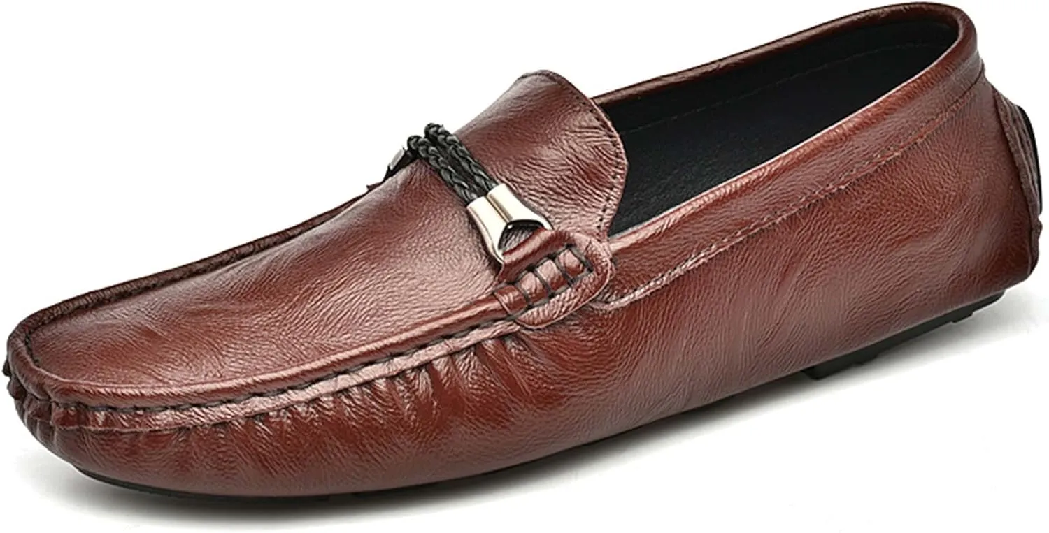 Men's Fashion Classic Lightweight Casual Shoes Hand Sewn Anti Slip Wear-Resistant Oxford Shoes Lightweight Soft Casual Cowhide Shoes Black