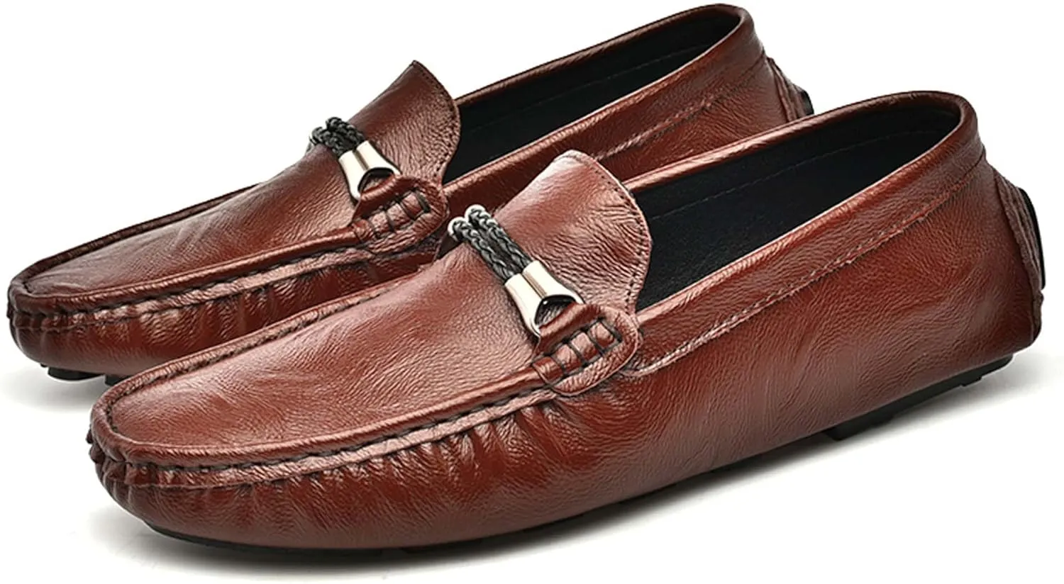 Men's Fashion Classic Lightweight Casual Shoes Hand Sewn Anti Slip Wear-Resistant Oxford Shoes Lightweight Soft Casual Cowhide Shoes Black