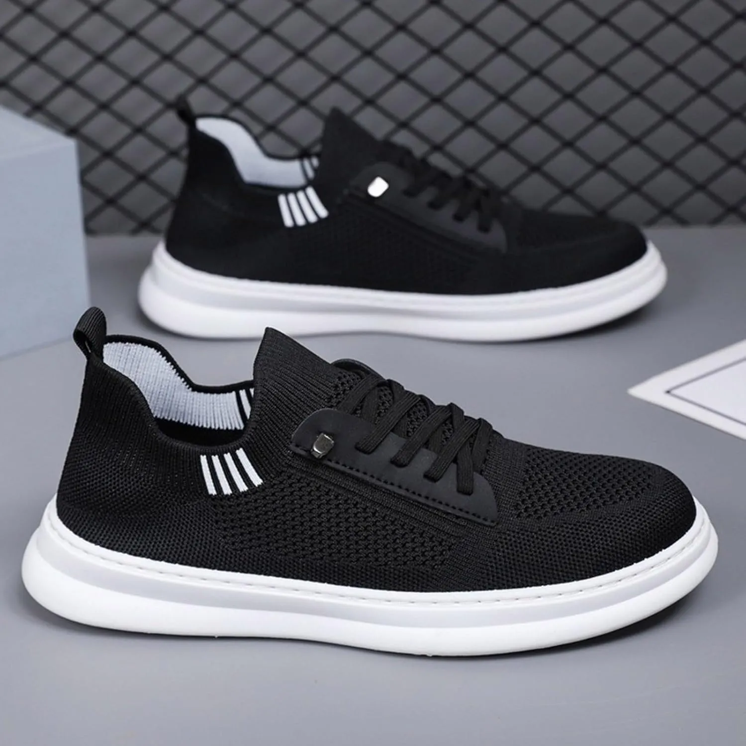 Men's Fashion Versatile Walking Shoes Lightweight Breathable Slip on Running Shoe Soft Flat Soled Elderly Shoes