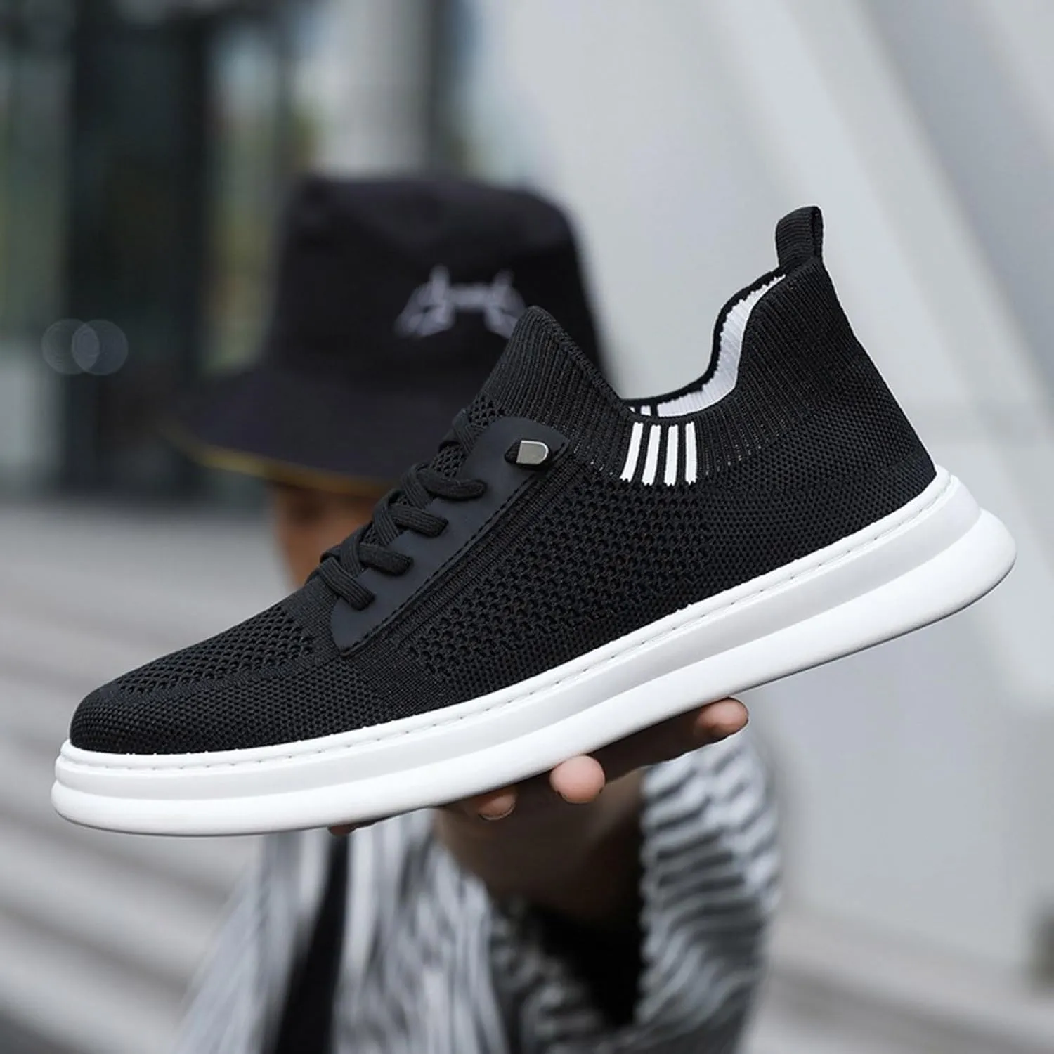 Men's Fashion Versatile Walking Shoes Lightweight Breathable Slip on Running Shoe Soft Flat Soled Elderly Shoes