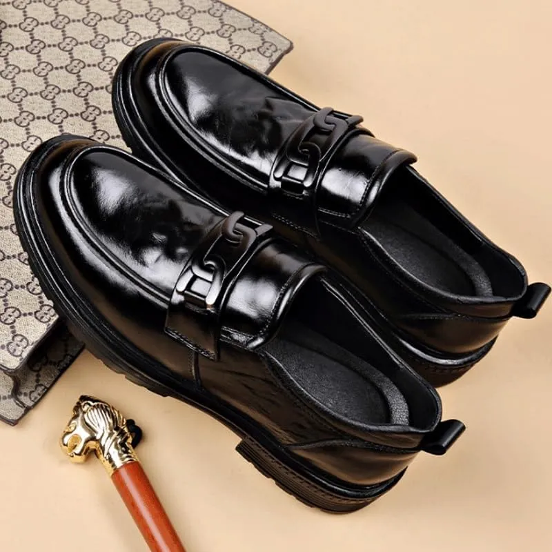 Mens Genuine Leather Casual Shoes Formal Slip On Penny Loafer Shoes