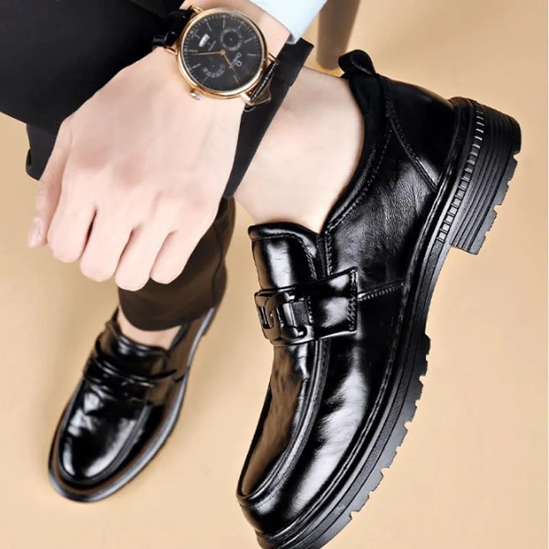 Mens Genuine Leather Casual Shoes Formal Slip On Penny Loafer Shoes