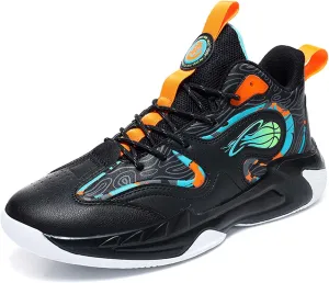 Men's High-Top Basketball Shoe Outdoor Athletic Running Sneakers Outdoor Trainers Non-Slip Lightweight Cushioning Workout Sport Shoes