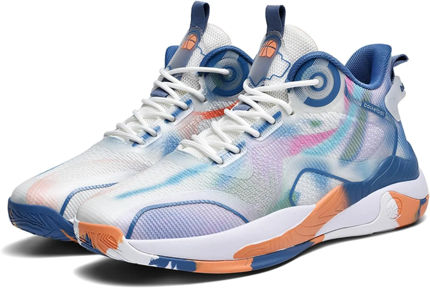 Men's High Top Graffiti Anti Slip Basketball Shoes, Arch Supported Casual Sports Shoes, Men's Breathable Running Shoes, Fitness Cushioning Training Shoes