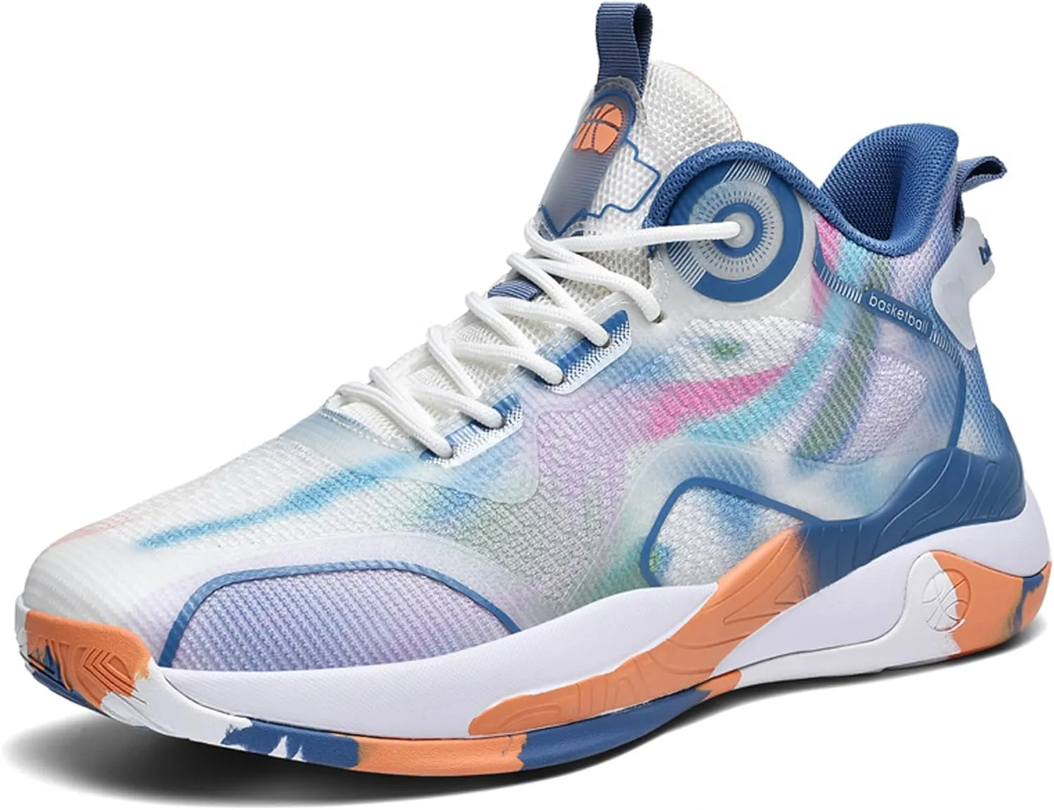 Men's High Top Graffiti Anti Slip Basketball Shoes, Arch Supported Casual Sports Shoes, Men's Breathable Running Shoes, Fitness Cushioning Training Shoes