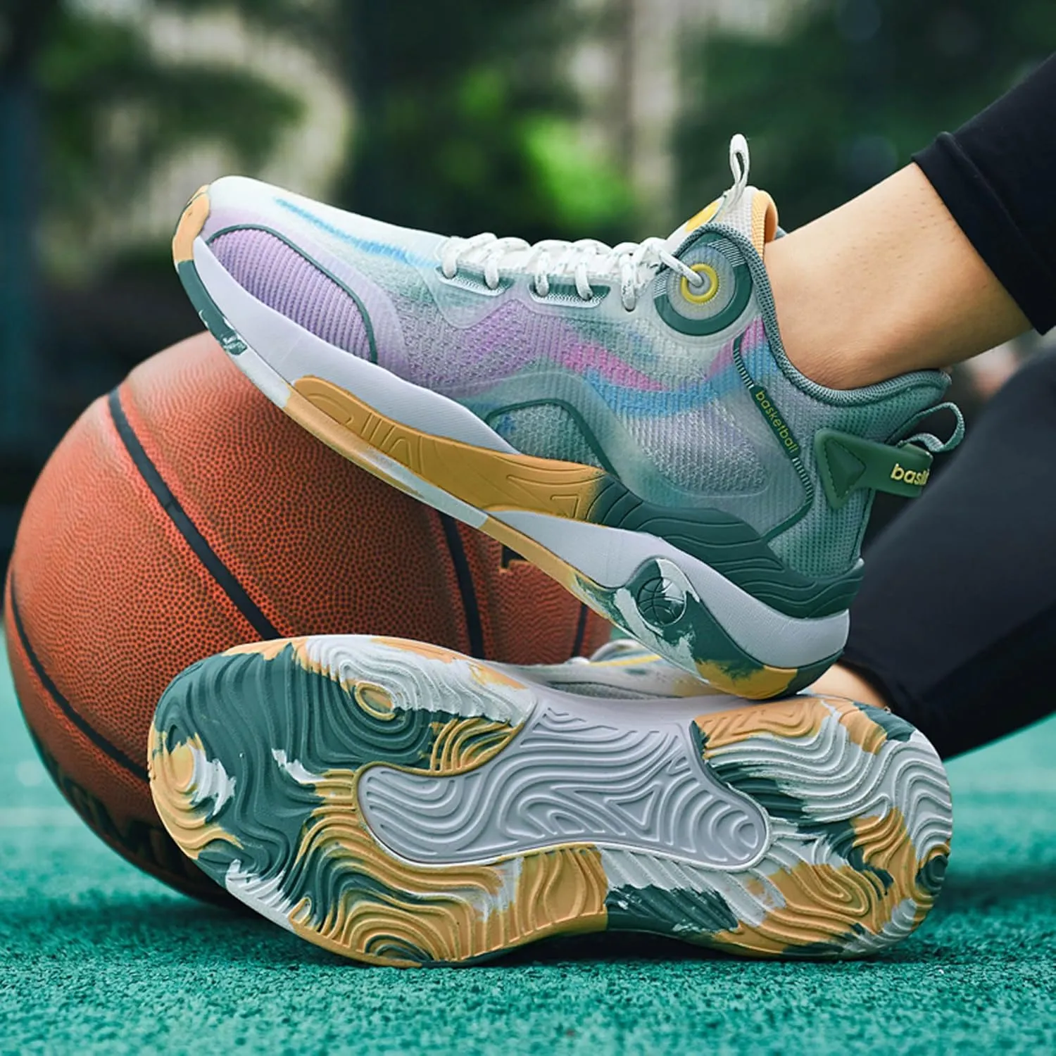 Men's High Top Lace Up Anti Slip Basketball Shoes, Arch Support Casual Sports Shoes, Men's Breathable Running Shoes, Fitness Cushioning Training Shoes