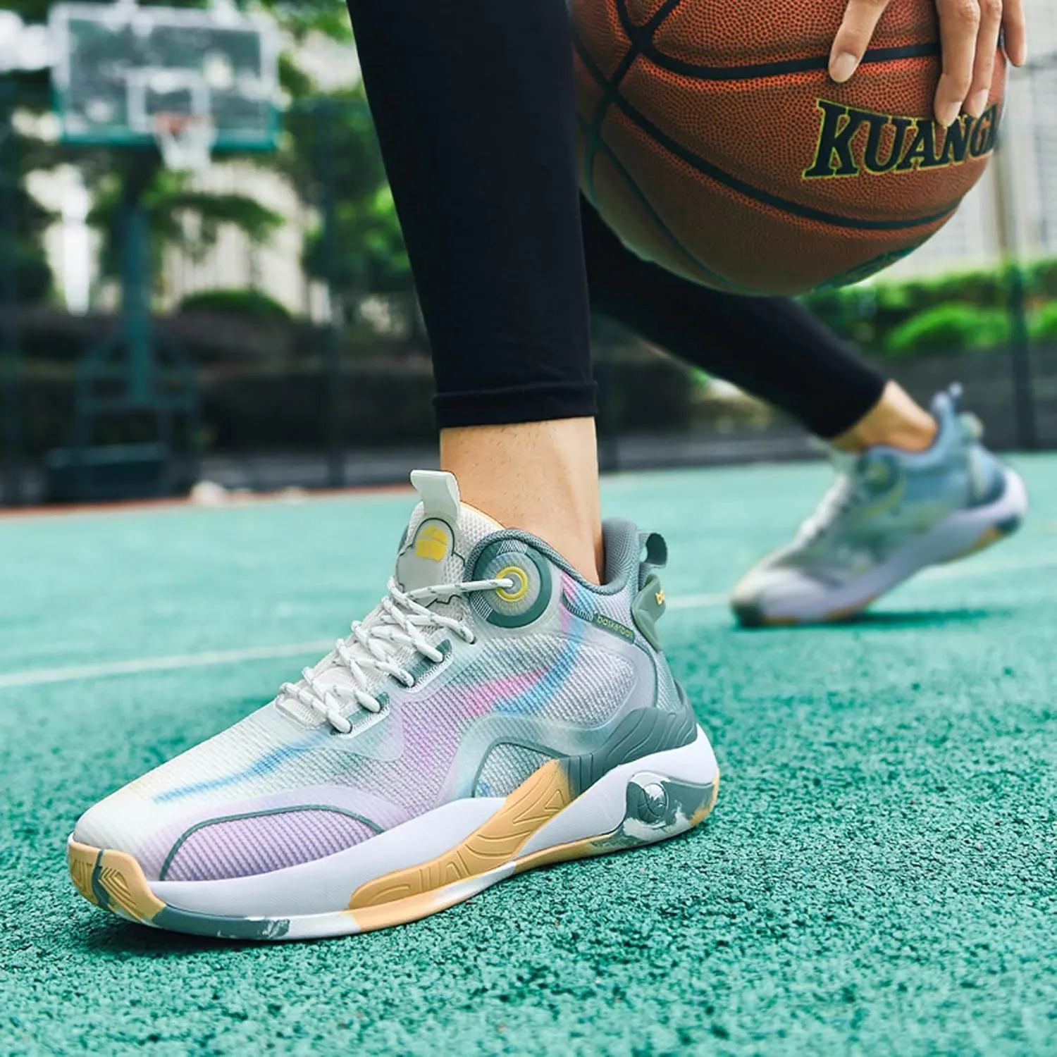 Men's High Top Lace Up Anti Slip Basketball Shoes, Arch Support Casual Sports Shoes, Men's Breathable Running Shoes, Fitness Cushioning Training Shoes