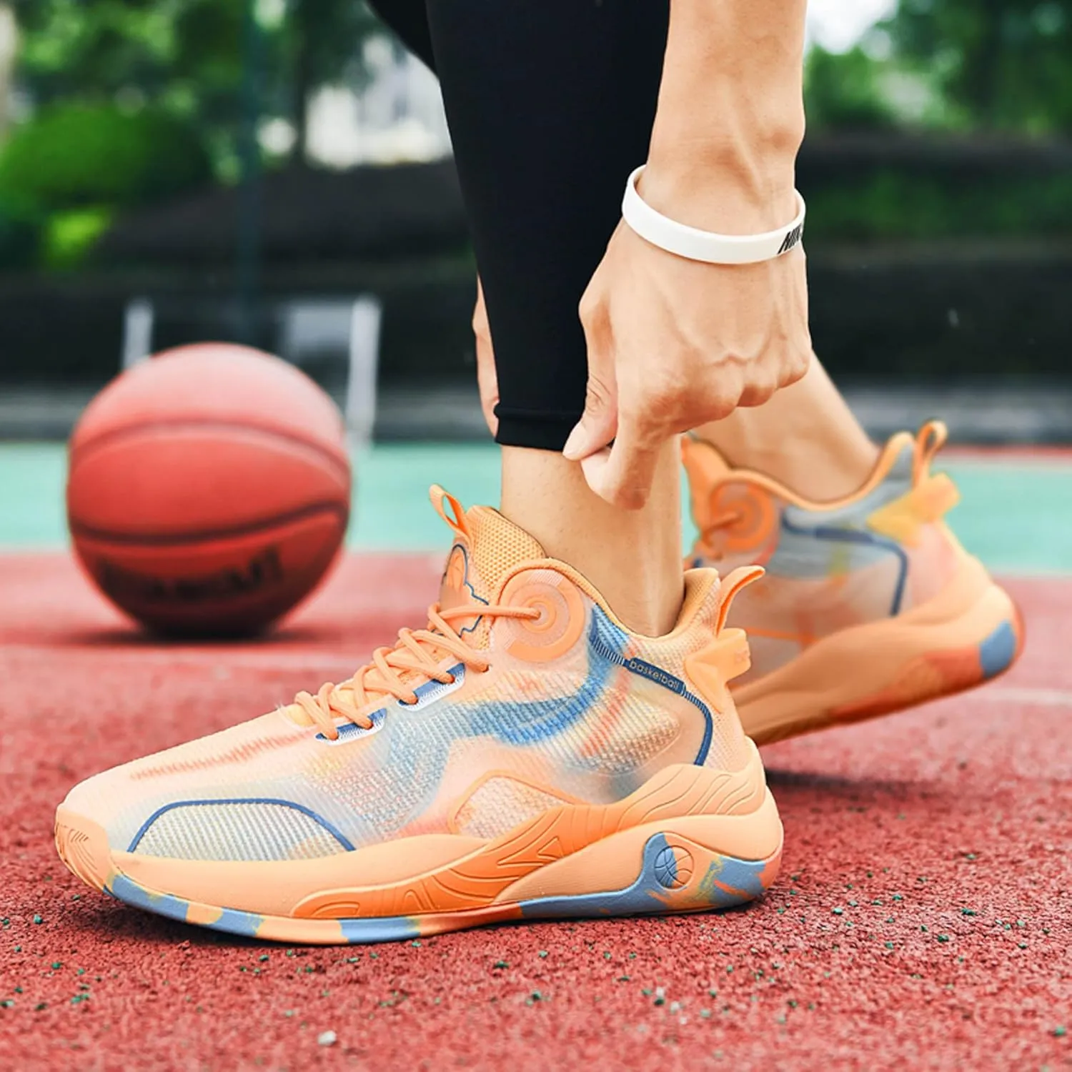 Men's High Top Lace Up Anti Slip Basketball Shoes, Arch Support Casual Sports Shoes, Men's Breathable Running Shoes, Fitness Cushioning Training Shoes