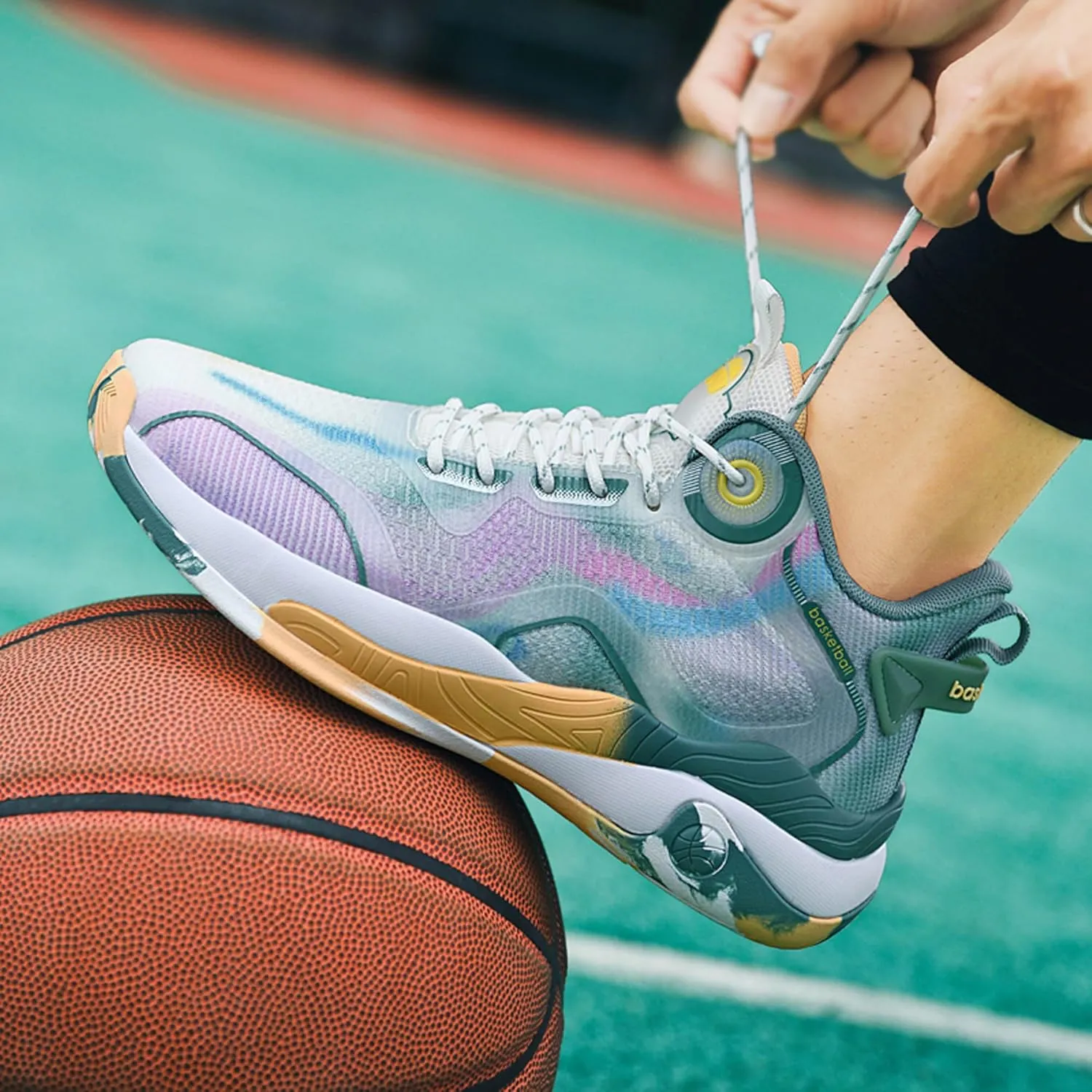 Men's High Top Lace Up Anti Slip Basketball Shoes, Arch Support Casual Sports Shoes, Men's Breathable Running Shoes, Fitness Cushioning Training Shoes
