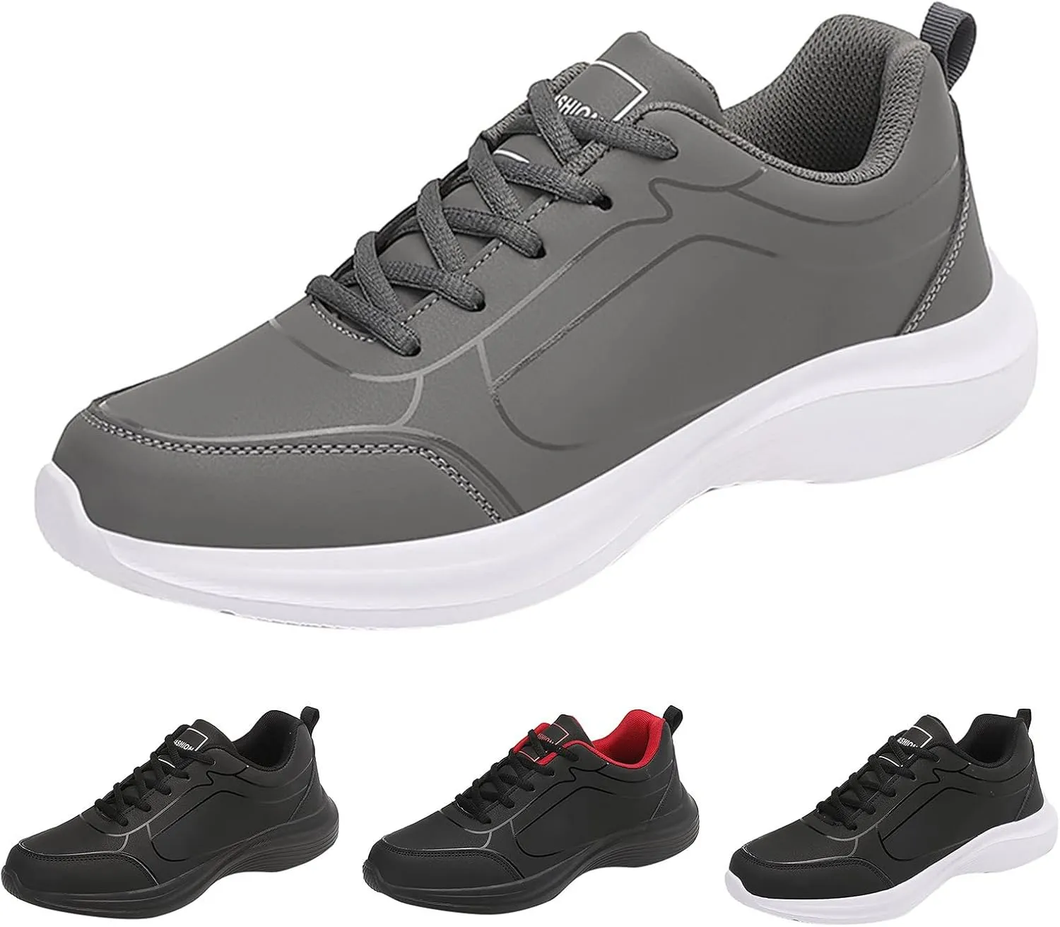 Men's Lightweight Cushion Sneakers Comfortable Lightweight Casual Walking Shoe Convenient Elderly Slip On Shoes