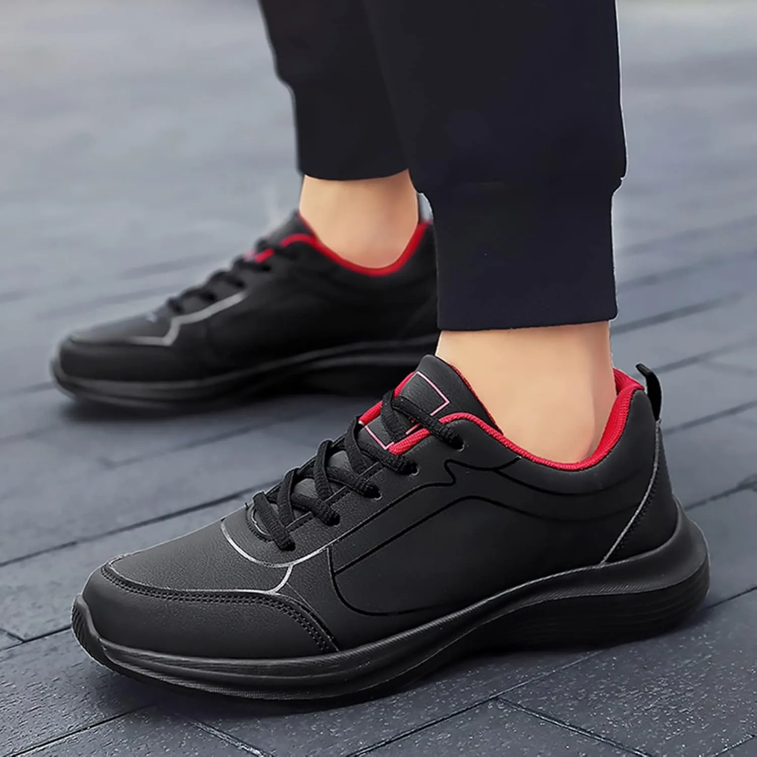 Men's Lightweight Cushion Sneakers Comfortable Lightweight Casual Walking Shoe Convenient Elderly Slip On Shoes