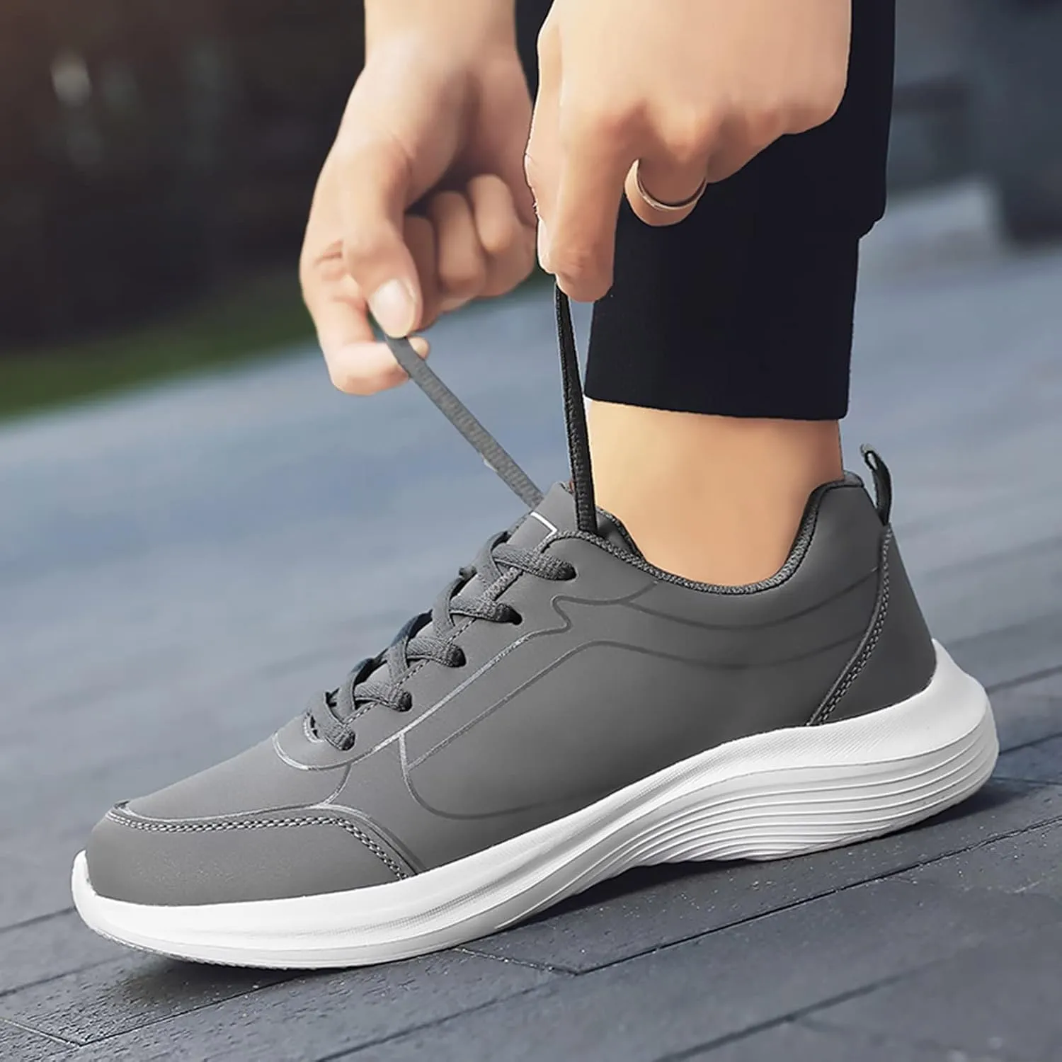 Men's Lightweight Cushion Sneakers Comfortable Lightweight Casual Walking Shoe Convenient Elderly Slip On Shoes